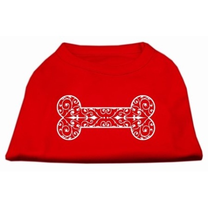 Henna Bone Screen Print Shirt Red Lg