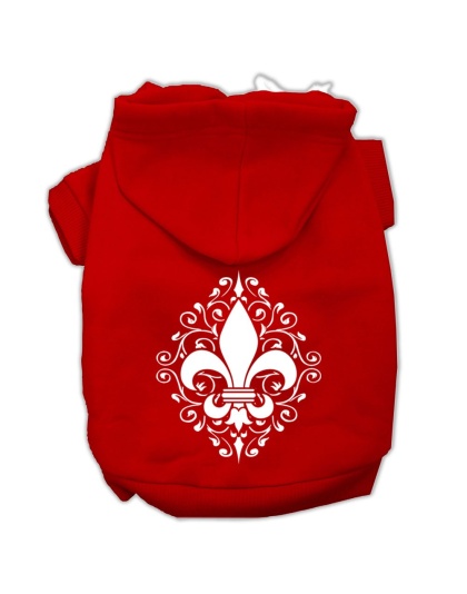 Henna Fleur De Lis Screen Print Pet Hoodies Red Size Lg