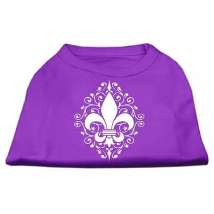 Henna Fleur De Lis Screen Print Shirt Purple Lg