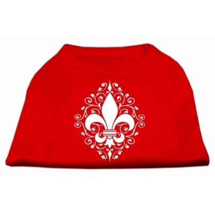 Henna Fleur De Lis Screen Print Shirt Red Lg