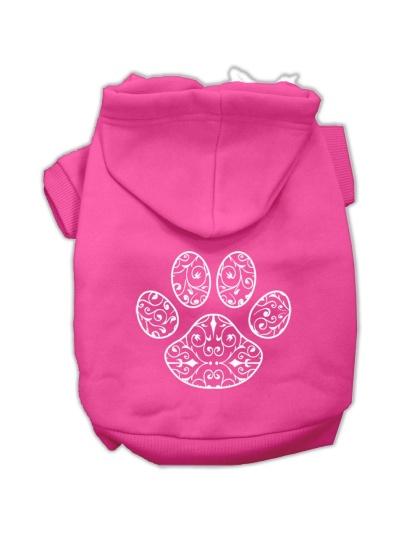 Henna Paw Screen Print Pet Hoodies Bright Pink Size Lg