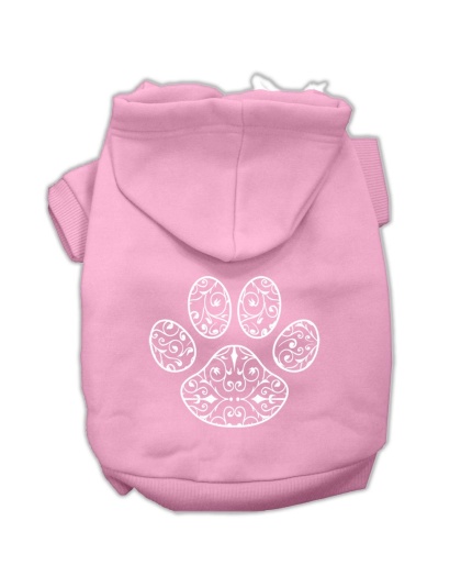 Henna Paw Screen Print Pet Hoodies Light Pink Size Lg