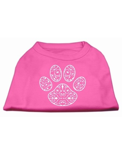 Henna Paw Screen Print Shirt Bright Pink Lg