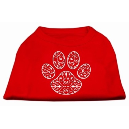 Henna Paw Screen Print Shirt Red Lg