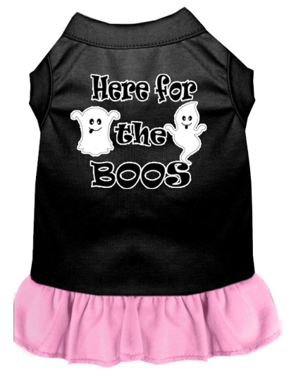 Here for the Boos Screen Print Dog Dress Black with Light Pink Lg