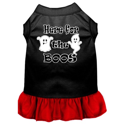 Here for the Boos Screen Print Dog Dress Black with Red Lg