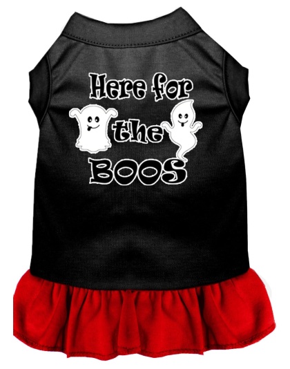 Here for the Boos Screen Print Dog Dress Black with Red Lg