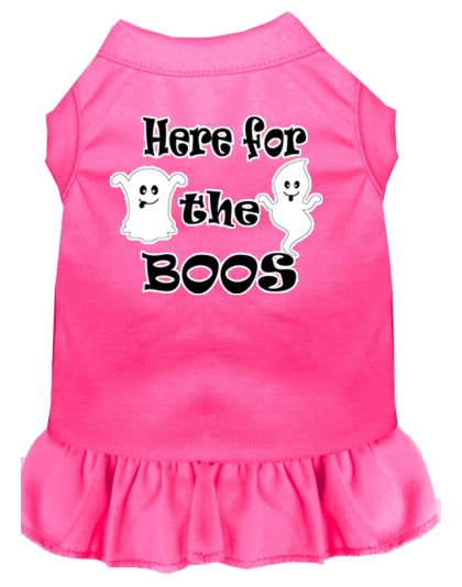 Here for the Boos Screen Print Dog Dress Bright Pink 4X (22)