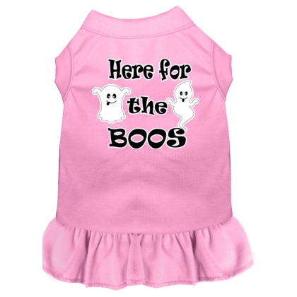 Here for the Boos Screen Print Dog Dress Light Pink 4X (22)