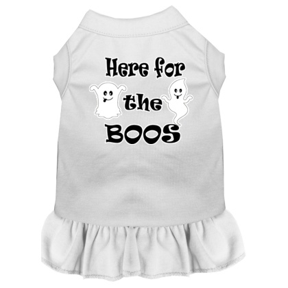 Here for the Boos Screen Print Dog Dress White 4X (22)