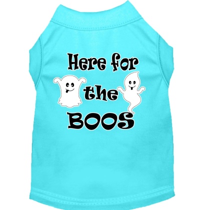 Here for the Boos Screen Print Dog Shirt Aqua Lg