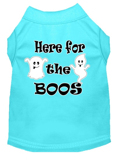 Here for the Boos Screen Print Dog Shirt Aqua Lg