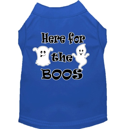 Here for the Boos Screen Print Dog Shirt Blue Lg