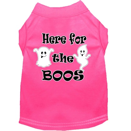 Here for the Boos Screen Print Dog Shirt Bright Pink Lg