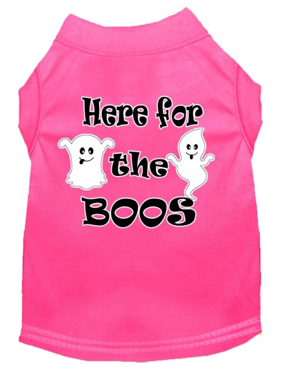 Here for the Boos Screen Print Dog Shirt Bright Pink Lg