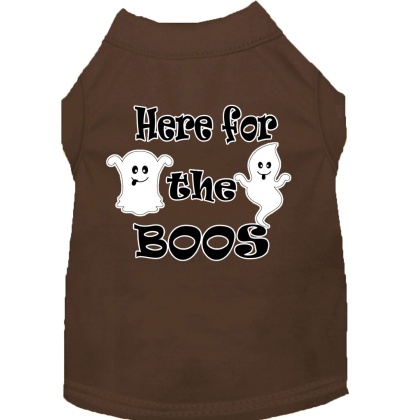 Here for the Boos Screen Print Dog Shirt Brown Lg