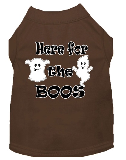 Here for the Boos Screen Print Dog Shirt Brown Lg