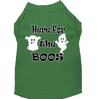 Here for the Boos Screen Print Dog Shirt Green Lg