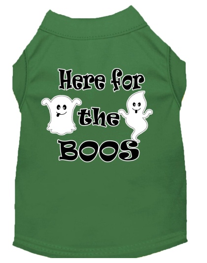 Here for the Boos Screen Print Dog Shirt Green Lg