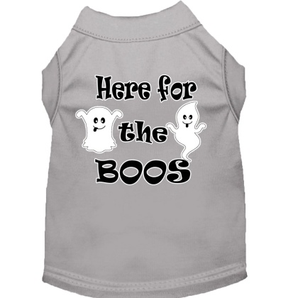 Here for the Boos Screen Print Dog Shirt Grey Lg