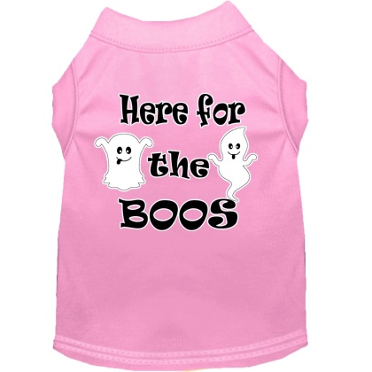 Here for the Boos Screen Print Dog Shirt Light Pink Lg