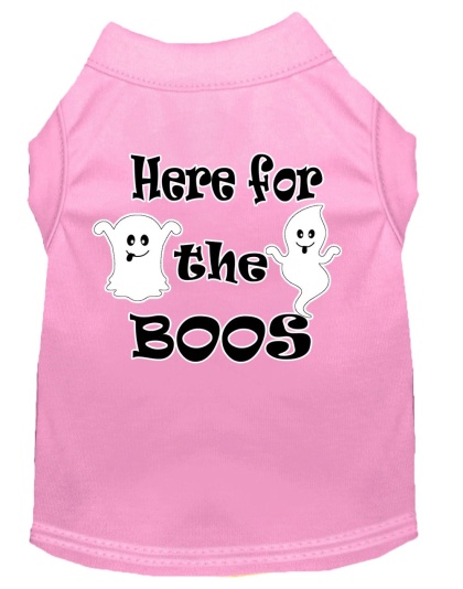 Here for the Boos Screen Print Dog Shirt Light Pink Lg