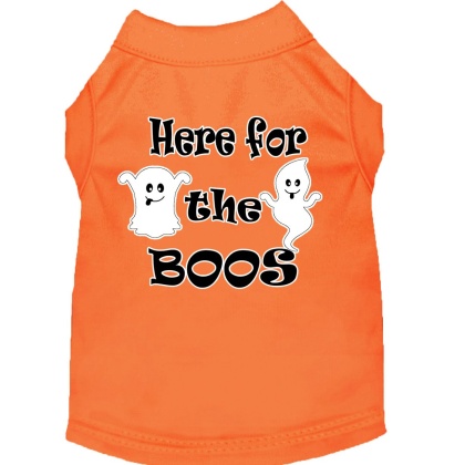 Here for the Boos Screen Print Dog Shirt Orange Lg