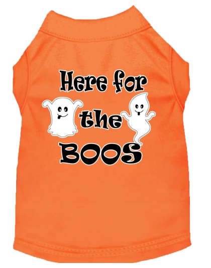 Here for the Boos Screen Print Dog Shirt Orange Lg