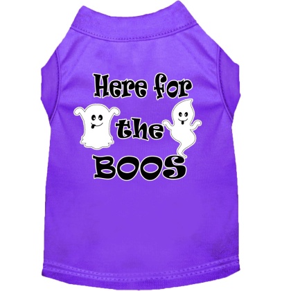 Here for the Boos Screen Print Dog Shirt Purple Lg