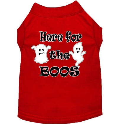 Here for the Boos Screen Print Dog Shirt Red Lg