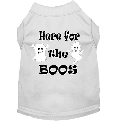 Here for the Boos Screen Print Dog Shirt White Lg