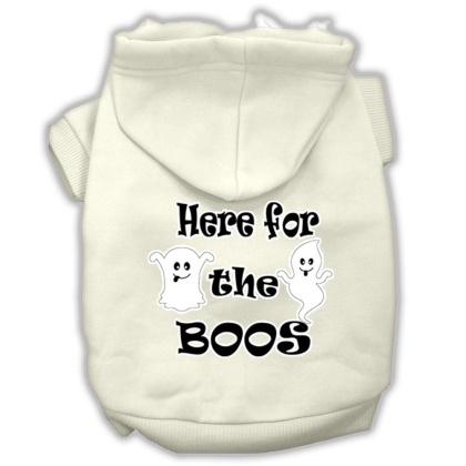 Here for the Boos Screenprint Dog Hoodie Cream L