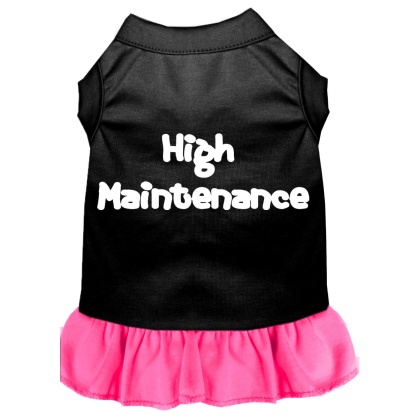 High Maintenance Screen Print Dress Black with Bright Pink Lg