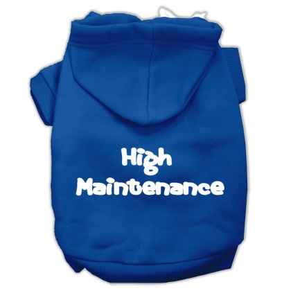 High Maintenance Screen Print Pet Hoodies Blue L