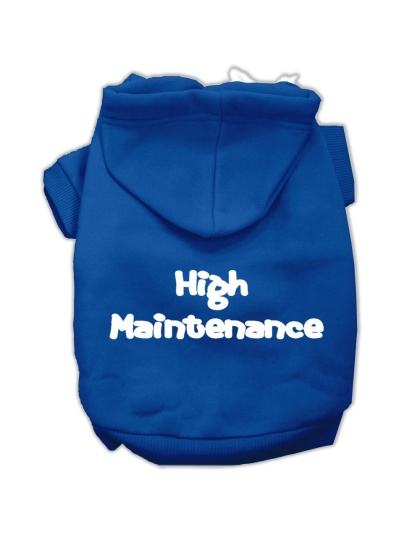 High Maintenance Screen Print Pet Hoodies Blue L