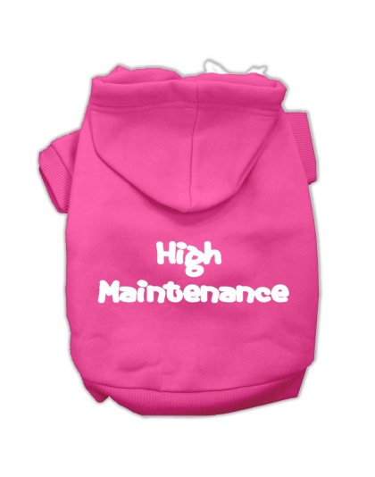 High Maintenance Screen Print Pet Hoodies Bright Pink Size L