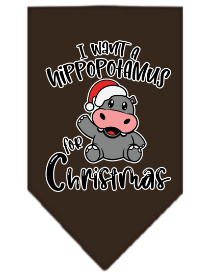 Hippo for Christmas Screen Print Bandana Cocoa Size Small