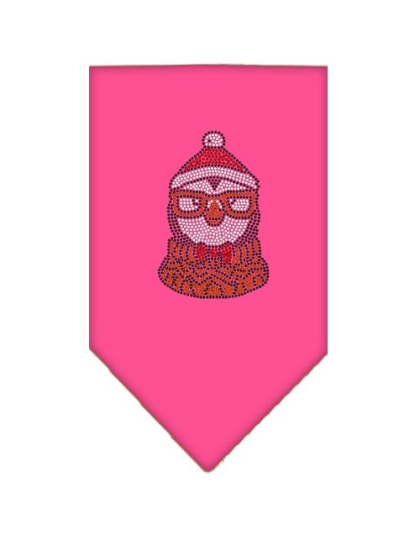 Hipster Penguin Rhinestone Bandana Bright Pink Large