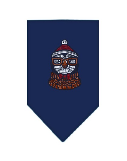 Hipster Penguin Rhinestone Bandana Navy Blue large