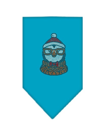 Hipster Penguin Rhinestone Bandana Turquoise Large