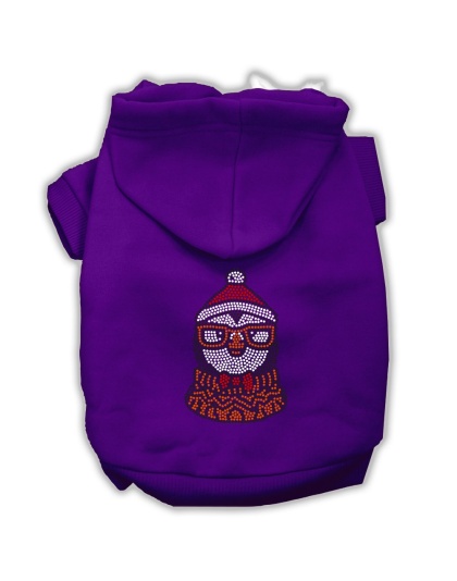 Hipster Penguin Rhinestone Dog Hoodie Purple L