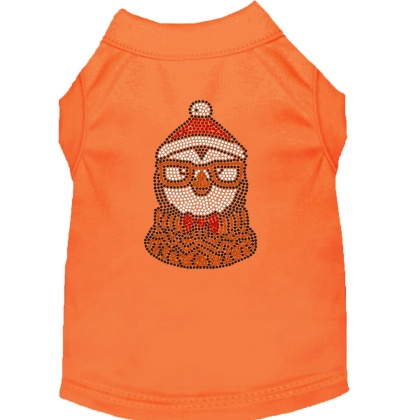 Hipster Penguin Rhinestone Dog Shirt Orange Lg