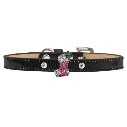 Holiday Charm Dog Collar Black Ice Cream Size 10 Pink Stocking