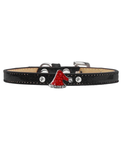 Holiday Charm Dog Collar Black Ice Cream Size 10 Santa Hat
