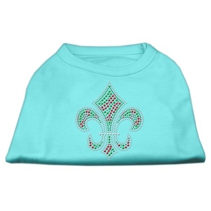 Holiday Fleur de lis Rhinestone Shirts Aqua L