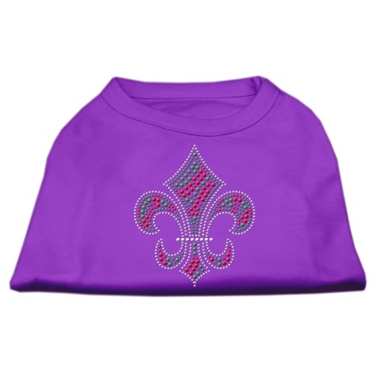 Holiday Fleur de lis Rhinestone Shirts Purple L