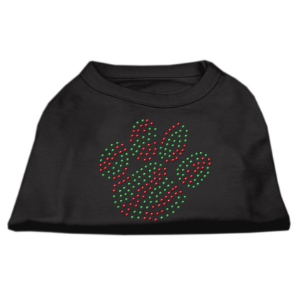 Holiday Paw Rhinestone Shirts Black L