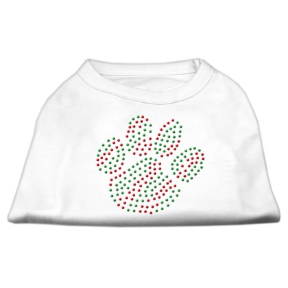 Holiday Paw Rhinestone Shirts White L