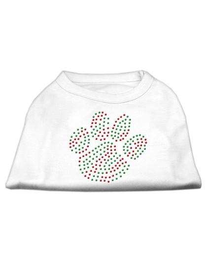 Holiday Paw Rhinestone Shirts White L