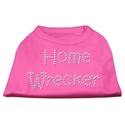 Home Wrecker Rhinestone Shirts Bright Pink L